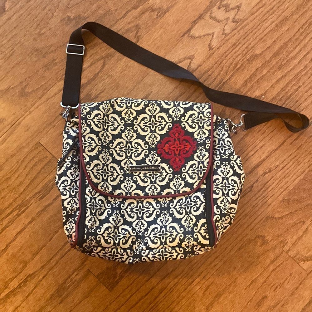 Petunia Pickle Bottom diaper bag, excellent condition black, white, and burgundy
